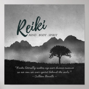 Poster B&W Reiki Master Yoga Mediation instructor Quotes