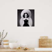 Poster B&W Retro Sci-fi Femme (Cuisine)