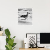 Poster B&W Seagull in Ocean Foam (Bureau à domicile)