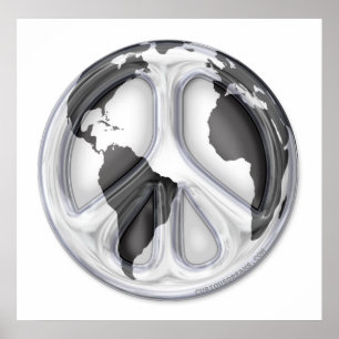Poster B&W signe de paix terrestre