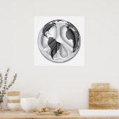 Poster B&W signe de paix terrestre (Cuisine)