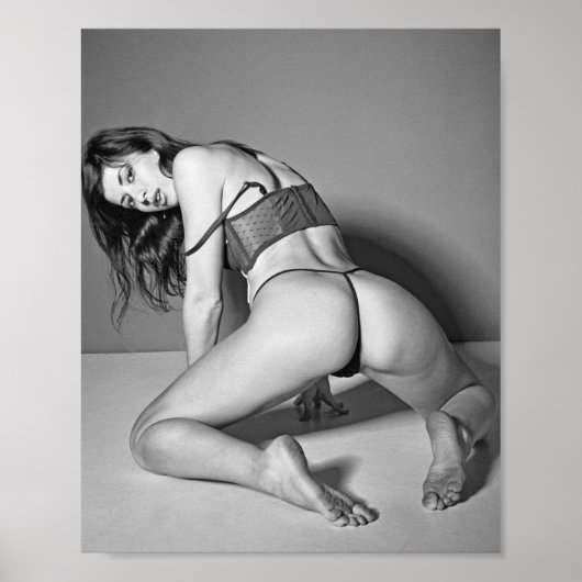 Poster B&W Steaming Hot Beautiful Babe Lingerie Modèle (Devant)