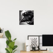 Poster B&W Steampunk Robot Raven (Bureau à domicile)