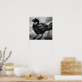 Poster B&W Surreal Steampunk Eye Wing Bird (Cuisine)