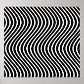 Poster B&W Wavy Lines Optique Illusion Art (Devant)