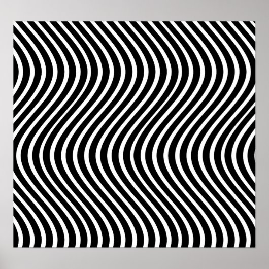 Poster B&W Wavy Lines Optique Illusion Art (Devant)