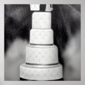 Poster B&W White Retro Mariage Cake (Devant)