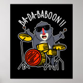 Poster Ba-da-ba-boon Funny Baboon Pun Dark BG (Devant)