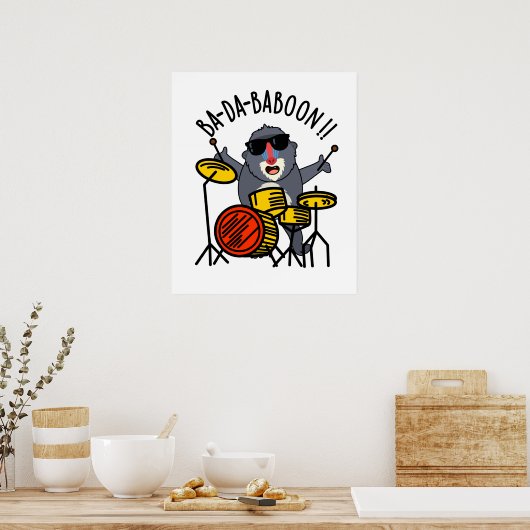 Poster Ba-da-ba-boon Funny Singe Baboon Pun (Cuisine)