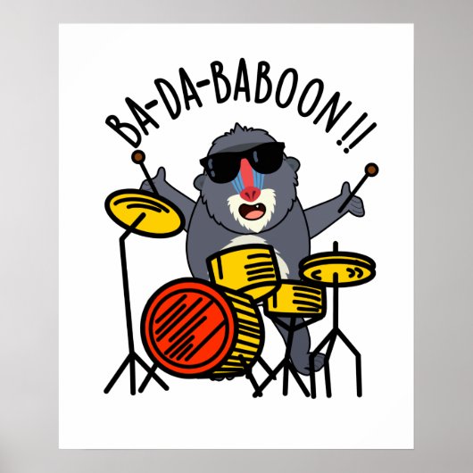 Poster Ba-da-ba-boon Funny Singe Baboon Pun (Devant)