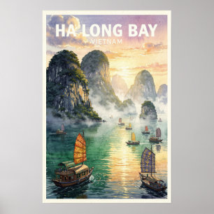 Poster Ba Long Baïe Vietnam Voyage Rétro