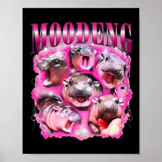 Poster Ba moo-deng drôle (Devant)