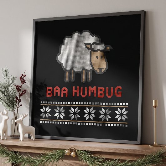 Poster Baa Humbug Sheep de Noël