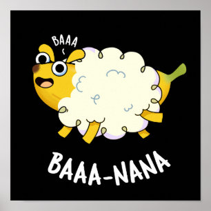 Poster Baa-nana Funny Banana Pun Dark BG