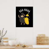 Poster Baa-nana Funny Banana Puns Dark BG (Cuisine)