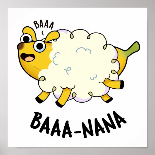 Poster Baa-nana Pun moutons banane drôle (Devant)