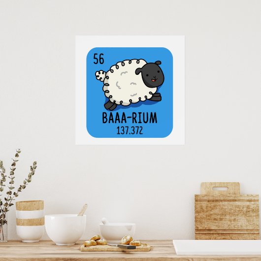 Poster Baa-rium Funny Sheep Chimie Pun (Cuisine)