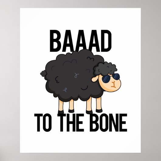 Poster Baaad À L'Os Drôle Pun Mouton Noir Noir (Devant)