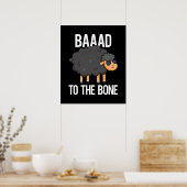 Poster Baaad À L'Os Funny Black Sheep Pun Dark BG (Cuisine)