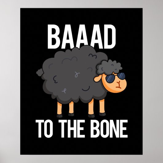 Poster Baaad À L'Os Funny Black Sheep Pun Dark BG (Devant)
