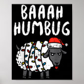 Poster Baaah Humbug Sheep Xmas Lights Funny Anti Christma (Devant)
