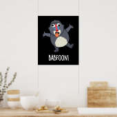 Poster Bab-foon Funny Buffon Baboon Pun Dark BG (Cuisine)
