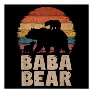 Poster Baba Bear Vintage Retro Funny Fête des pères