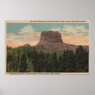 Poster Babb, MT - Vue du Grand Chef Mountain de Hwy