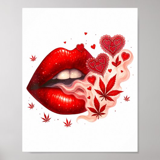 Poster Babe amoureuse de cannabis pour la Saint-Valentin (Devant)