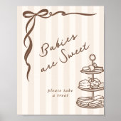 Poster Babies are sweet Bebe Cafe Brown Bow Handdrawn (Devant)