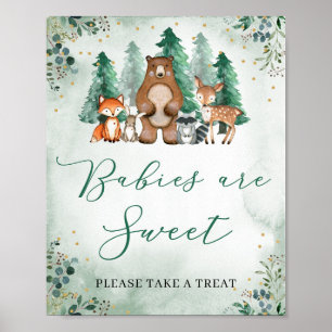 Poster Babies are sweet sign woodland forest animals