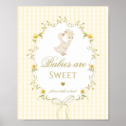 Poster Babies are sweet Silly Goose yellow gingham (Devant)