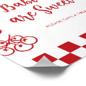 Poster Babies are sweet Whimsical Bow Pizza Baby Shower (Coin)