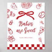 Poster Babies are sweet Whimsical Bow Pizza Baby Shower (Devant)