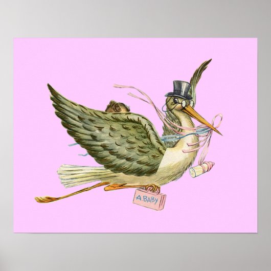 Poster BABILLAGE FILLE STORK ,crème (Devant)
