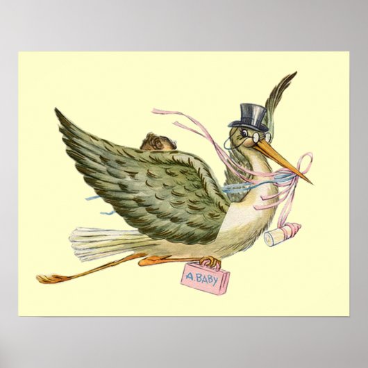 Poster BABILLAGE FILLE STORK ,crème (Devant)