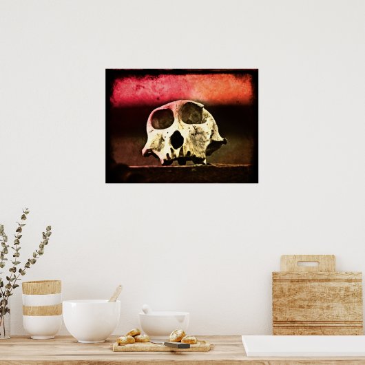 Poster Baboon Skull Sunset Art (Cuisine)