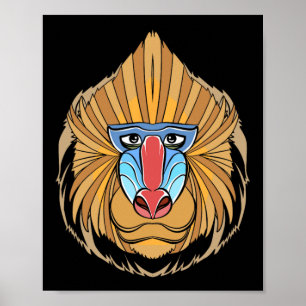 Poster Baboon Visage Halloween Effrayant Baboon Singe