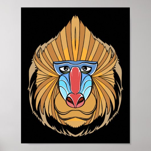 Poster Baboon Visage Halloween Effrayant Baboon Singe (Devant)