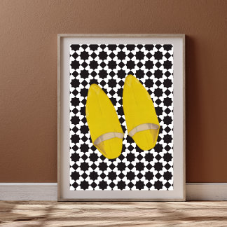 Poster Babouches marocaines jaunes - Art minimaliste