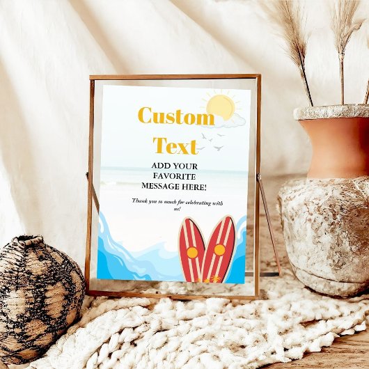 Poster Baby beach surf boardbaby shower Signal préféré