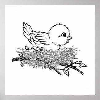 Poster Baby Bird In Nest