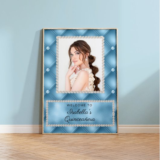 Poster Baby Blue Pearls Photo Quinceañera