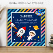 Poster Baby Boy Astronaut Outer Space Rocket Birth Stats