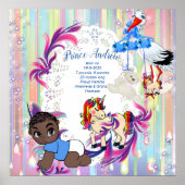 Poster Baby Boy Bubbles & Unicorns (Devant)