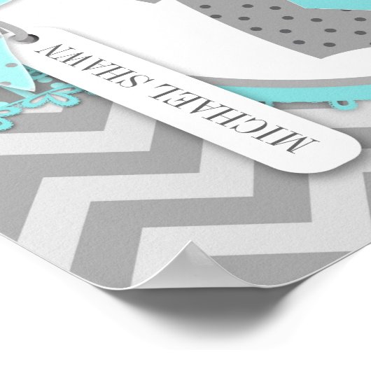 Poster Baby Boy Cravate Chevron Imprimer Baby shower bann (Coin)