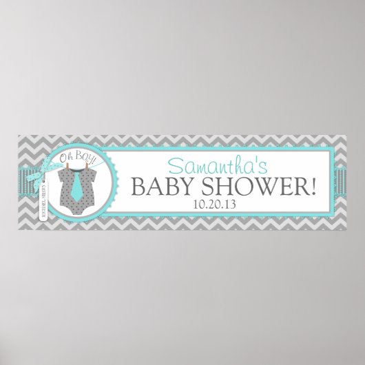 Poster Baby Boy Cravate Chevron Imprimer Baby shower bann (Devant)