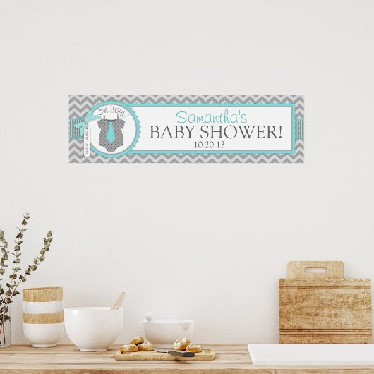 Poster Baby Boy Cravate Chevron Imprimer Baby shower bann (Cuisine)