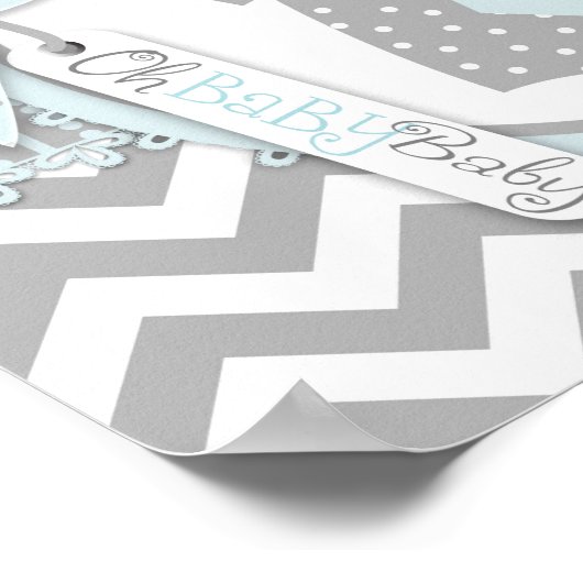 Poster Baby Boy Cravate Chevron Imprimer Baby shower bann (Coin)