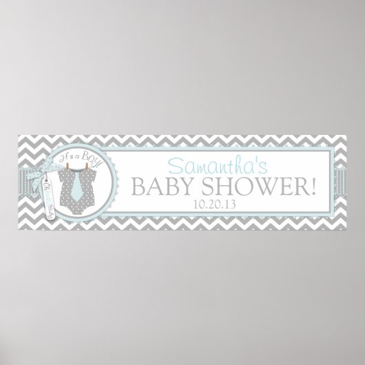 Poster Baby Boy Cravate Chevron Imprimer Baby shower bann (Devant)